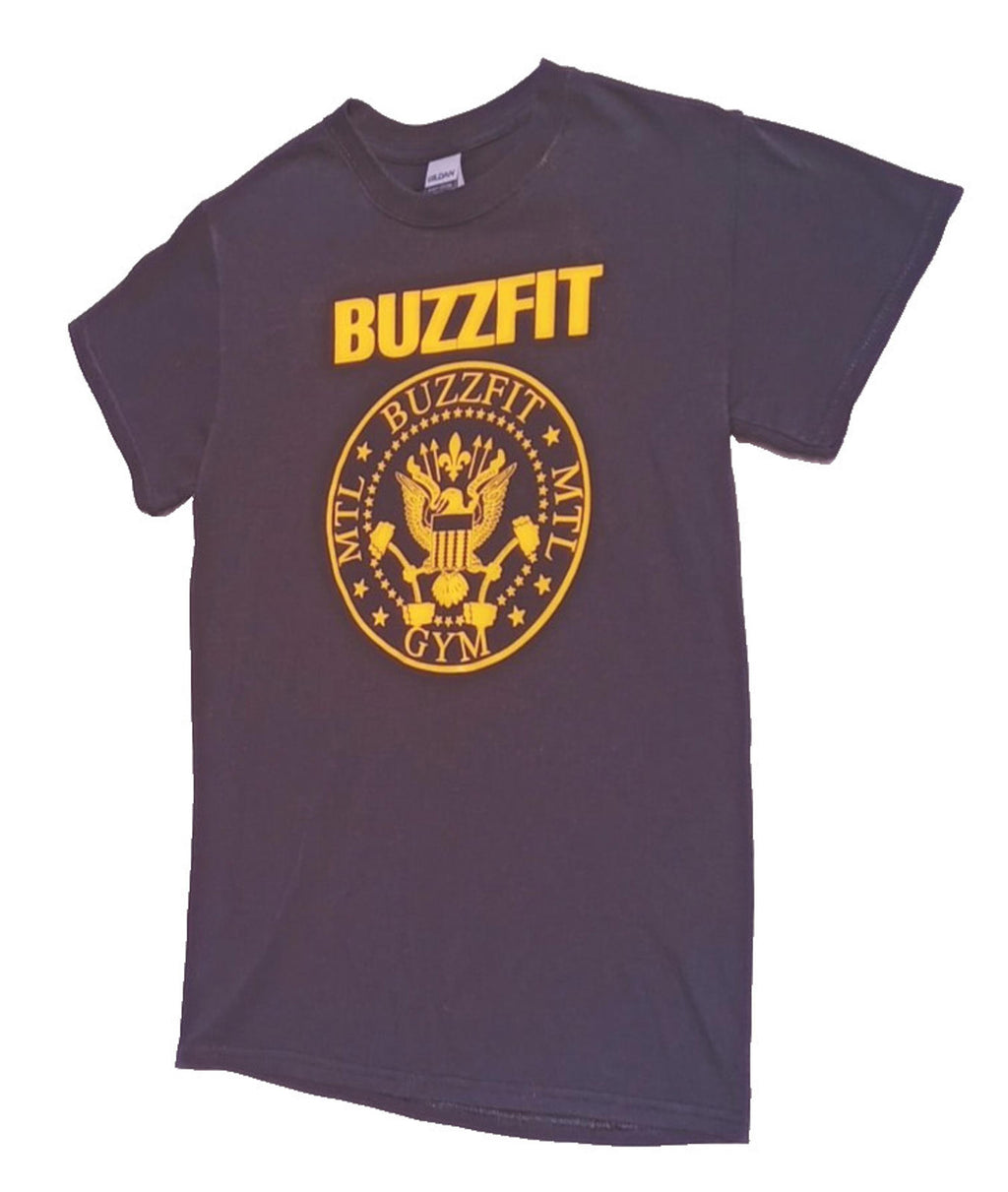 Gildan Black BuzzFit Gym T-Shirt Men's UK Size S Black Crew Neck Print 100% Heavy Cotton