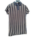 Pull&Bear Polo Shirt Men's UK Size S Black Knit Striped Jersey Tee Summer