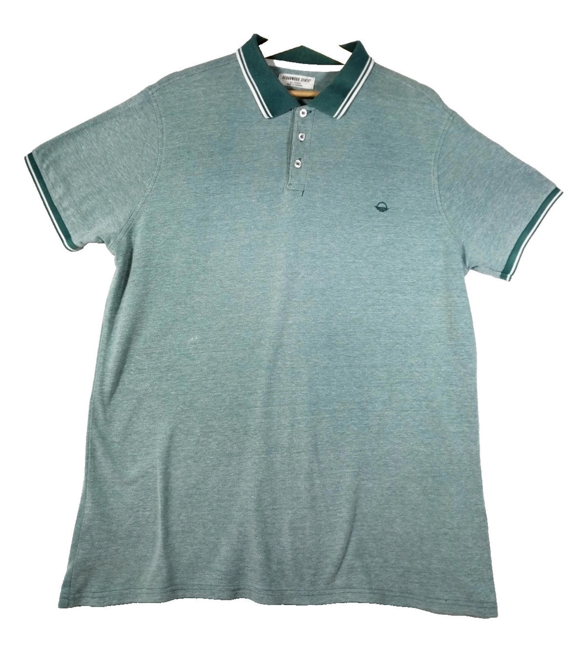 Cedar Wood State Turquoise Polo Shirt Men's Size 2XL Teal Blue Embroidered Logo 100% Cotton