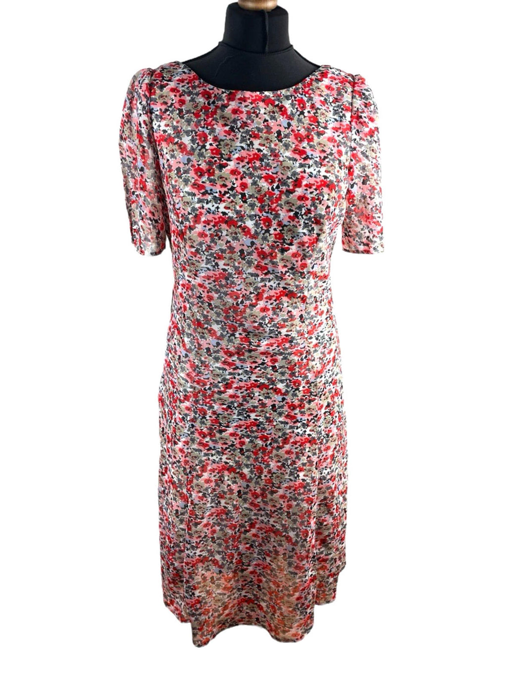 Autonomy Red Floral Midi Dress Layered Summer Women's UK Size 12