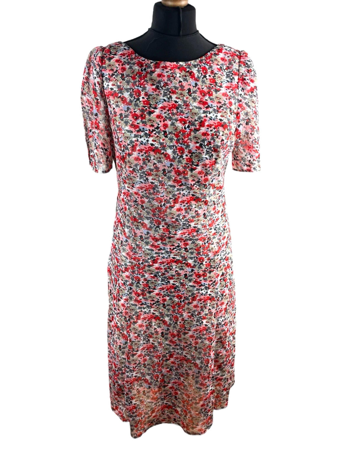 Autonomy Red Floral Midi Dress Layered Summer Women's UK Size 12