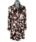 Stradivarius Brown Print Satin Shirt Dress Twist Detail Women’s UK Size XS