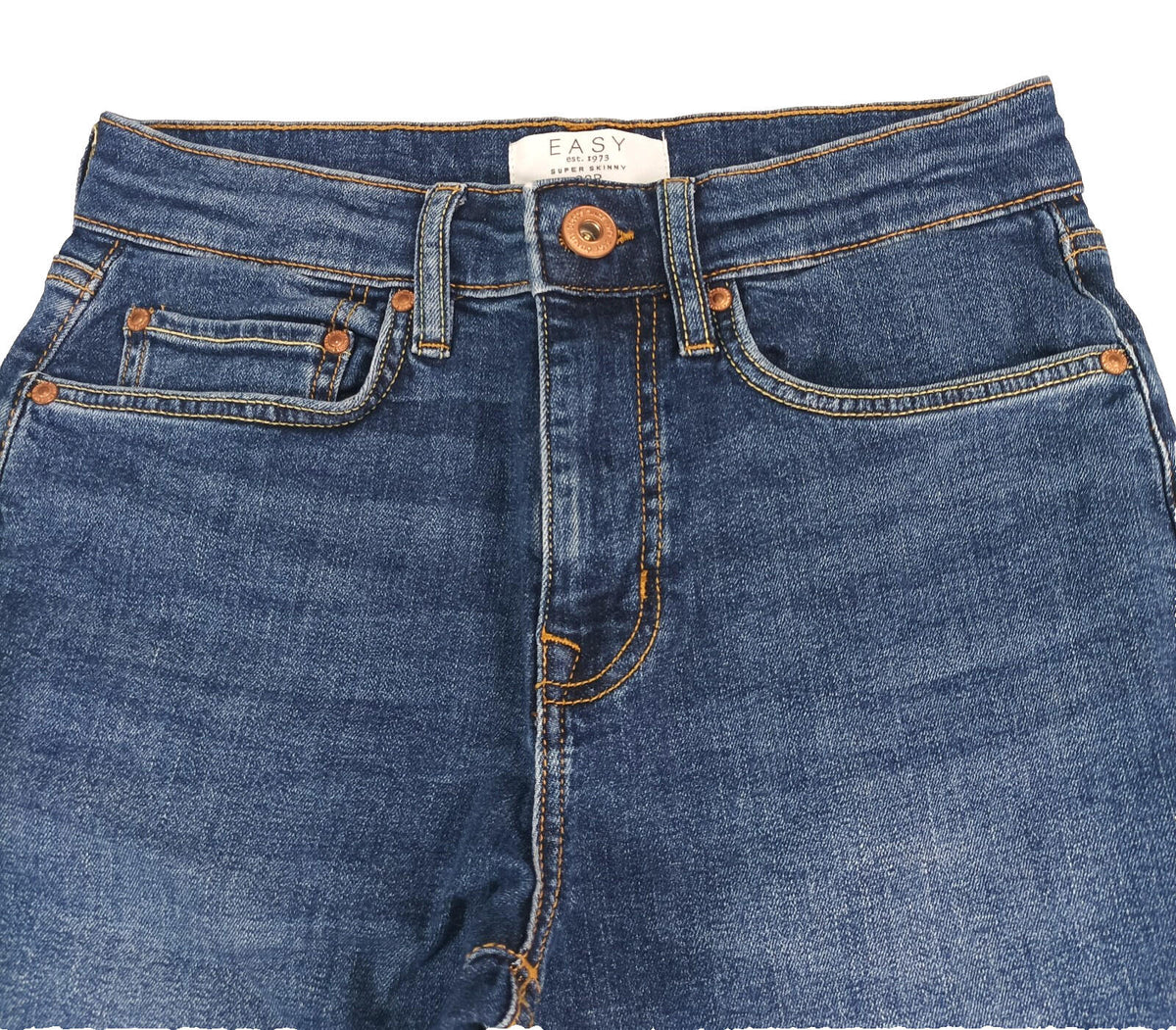 Easy Navy Easy Jeans Men's UK Size W28 L29 Blue 5 Pocket Cotton Rich Denim Zip Front