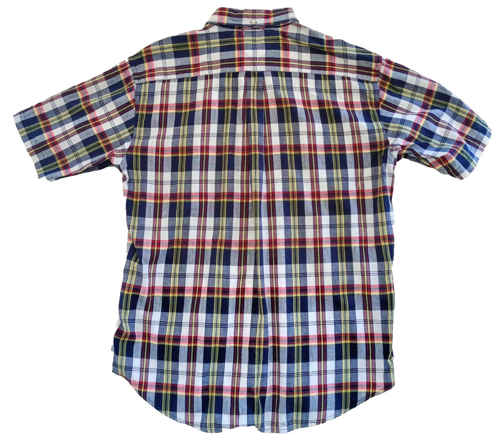 Tommy Hilfiger Shirt Men's UK Size L Red/Blue Check Short Sleeve Pockets