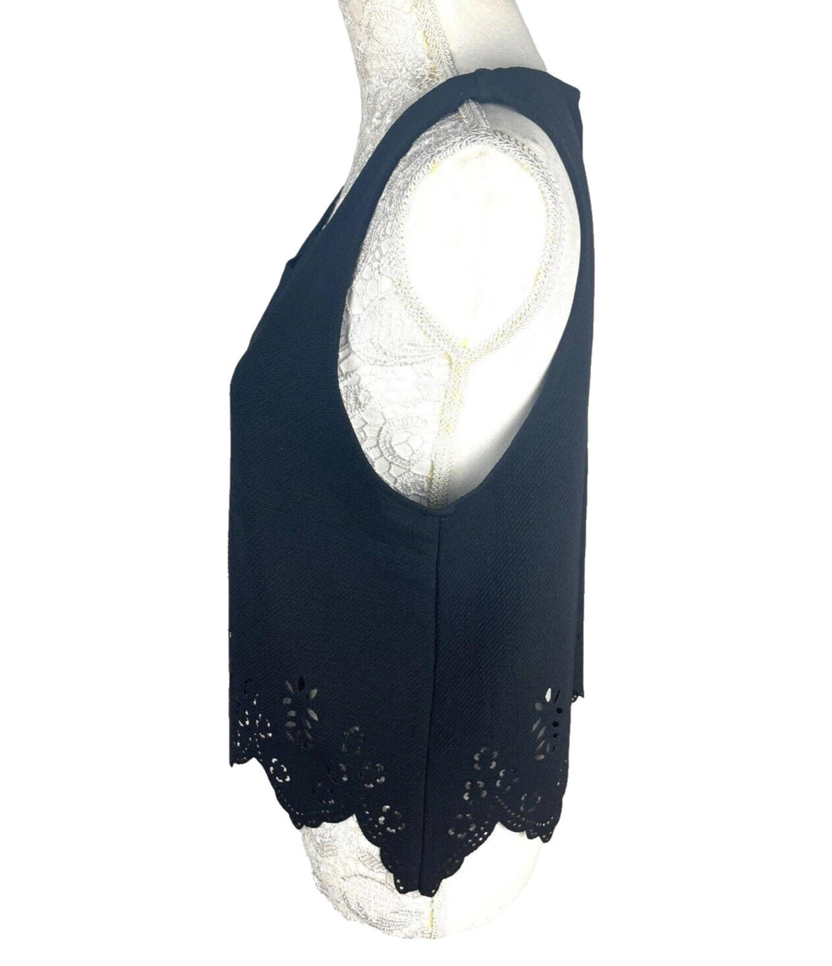 Select Black Select Crop Top Black Laser Cut Scallop Trim Women's UK Size 14