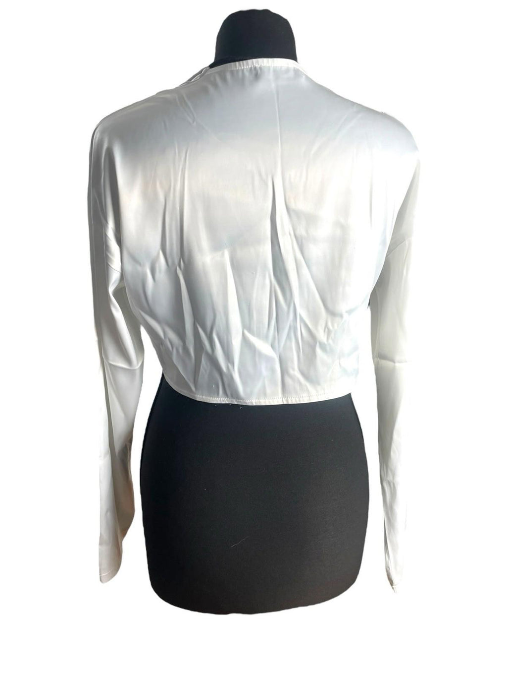 Pretty Little Thing White Satin Shirt Cropped Women’s UK Size 8