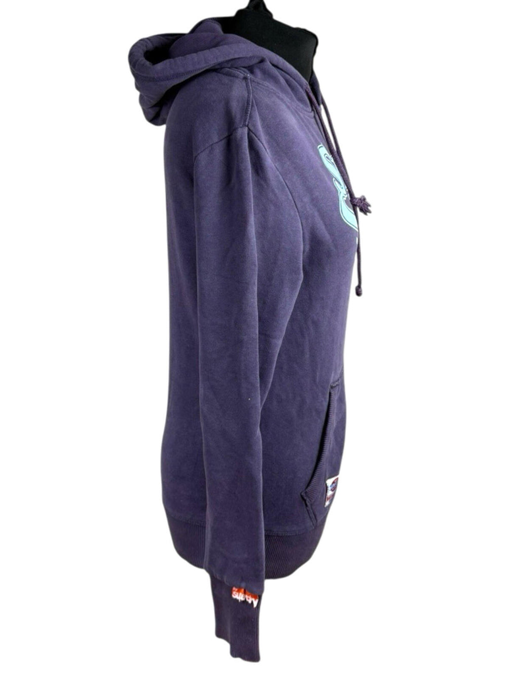 Super Dry Hoodie Women's UK Size S Logo Print Fleece Lined Jersey Purple