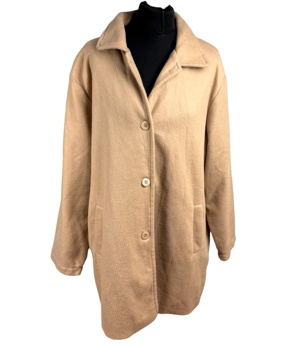 Neuville Wool Effect Jacket Women’s UK Size 22 Mid Length Collared Tan