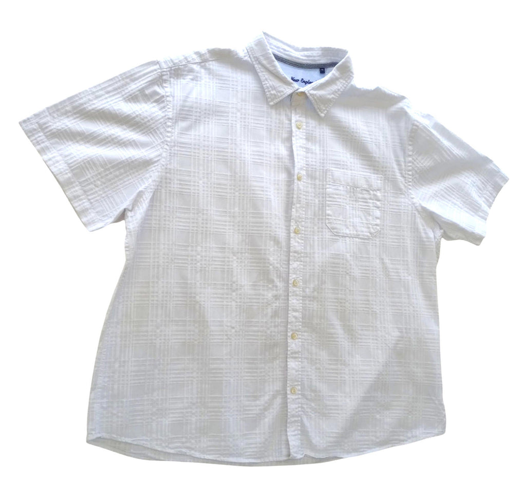Maine New England Shirt Short Sleeve White 100% Cotton Pocket Men's UK Size XL