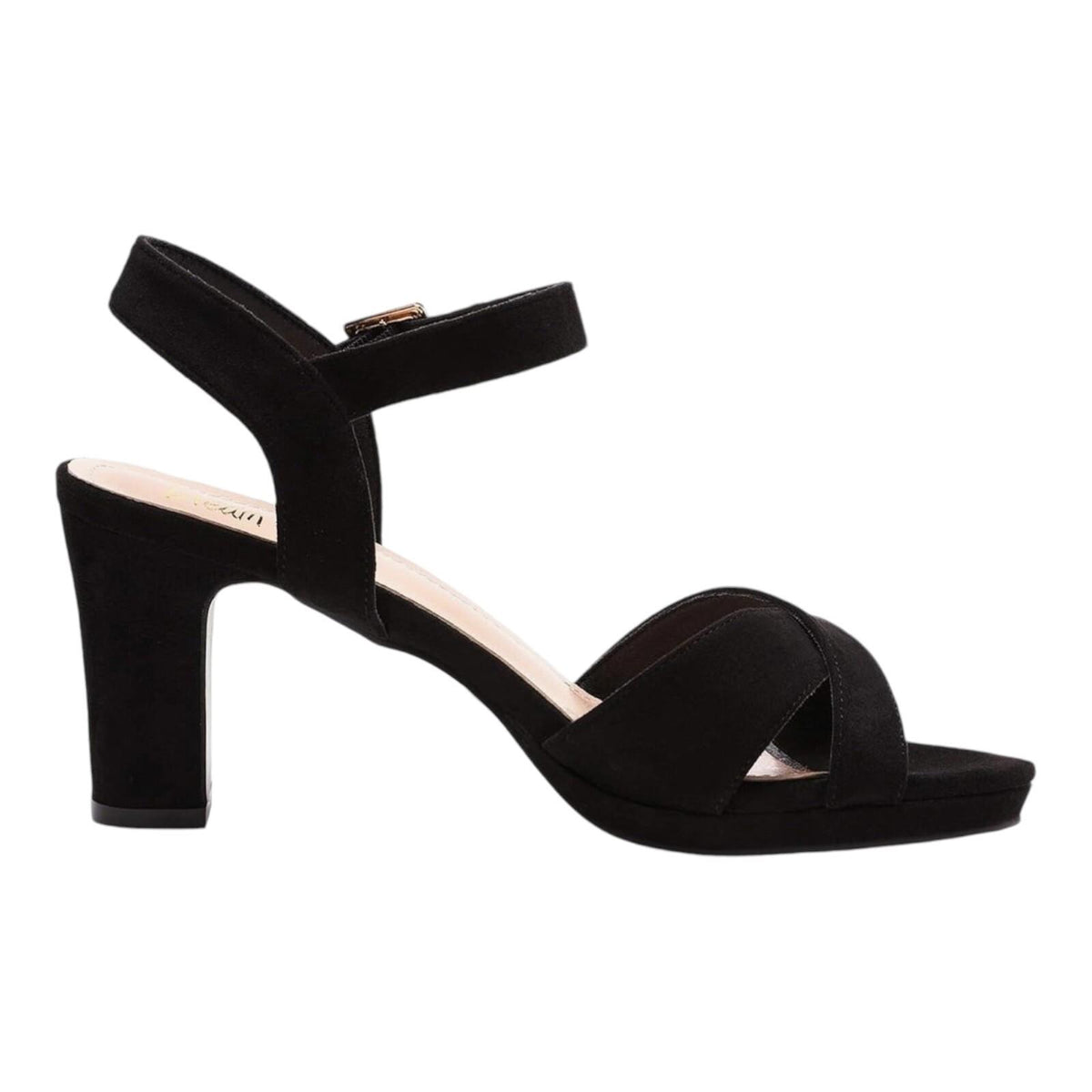 Dream Pairs Shoes Black Suede Open Toe Block Heel Women's UK Size 6 EU 39