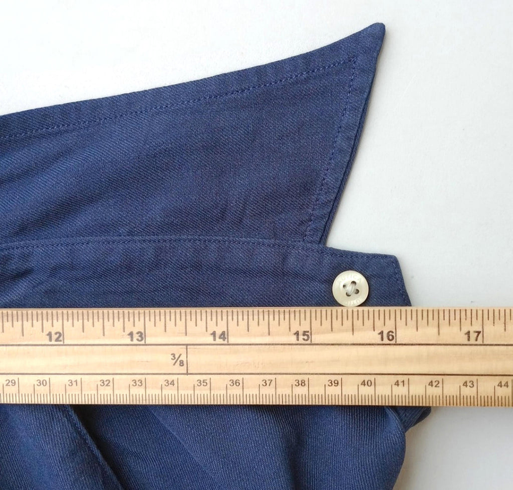 Nautica Shirt Men's UK Size M Blue Short Sleeve Silk Blend Easy Care Embroidered