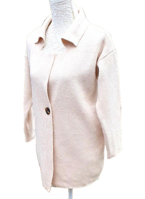 Airydress Knit Shirt Cardigan Button Detail Collared Women's One Size