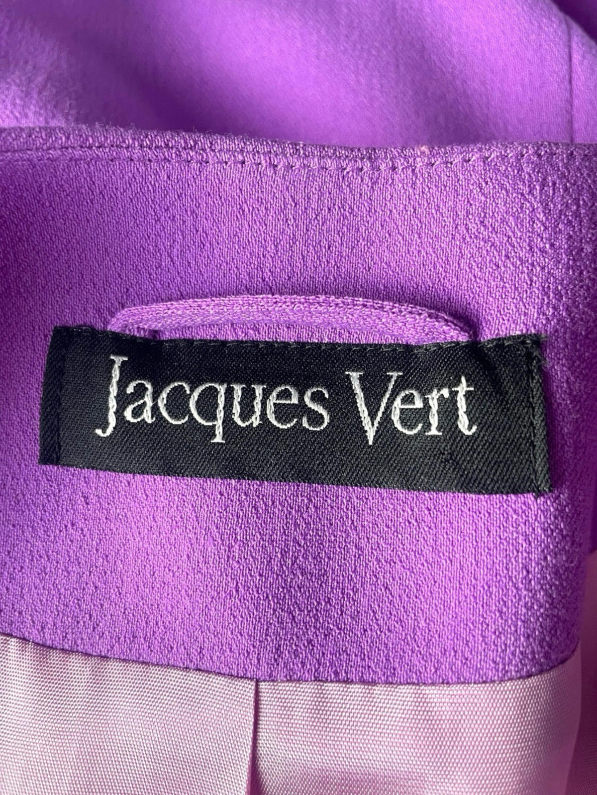 Jaques Vert Blazer Women's UK Size 12 Purple Collarless Shoulder Pads Formal