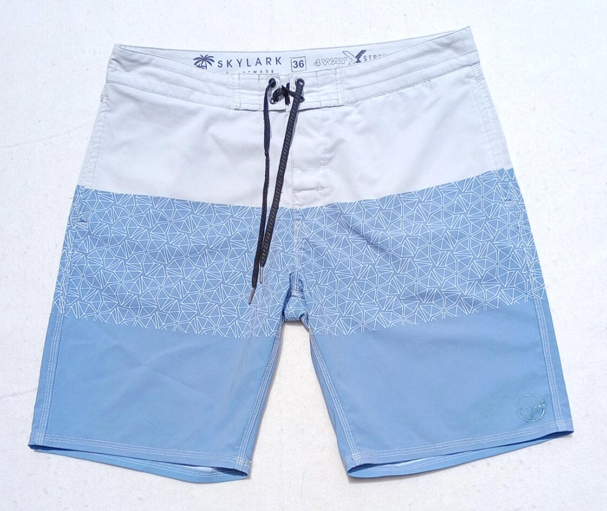 Skylark Swim Shorts Men's UK Size L Beige/Teal Polyester Rich Pockets Drawstring Blue