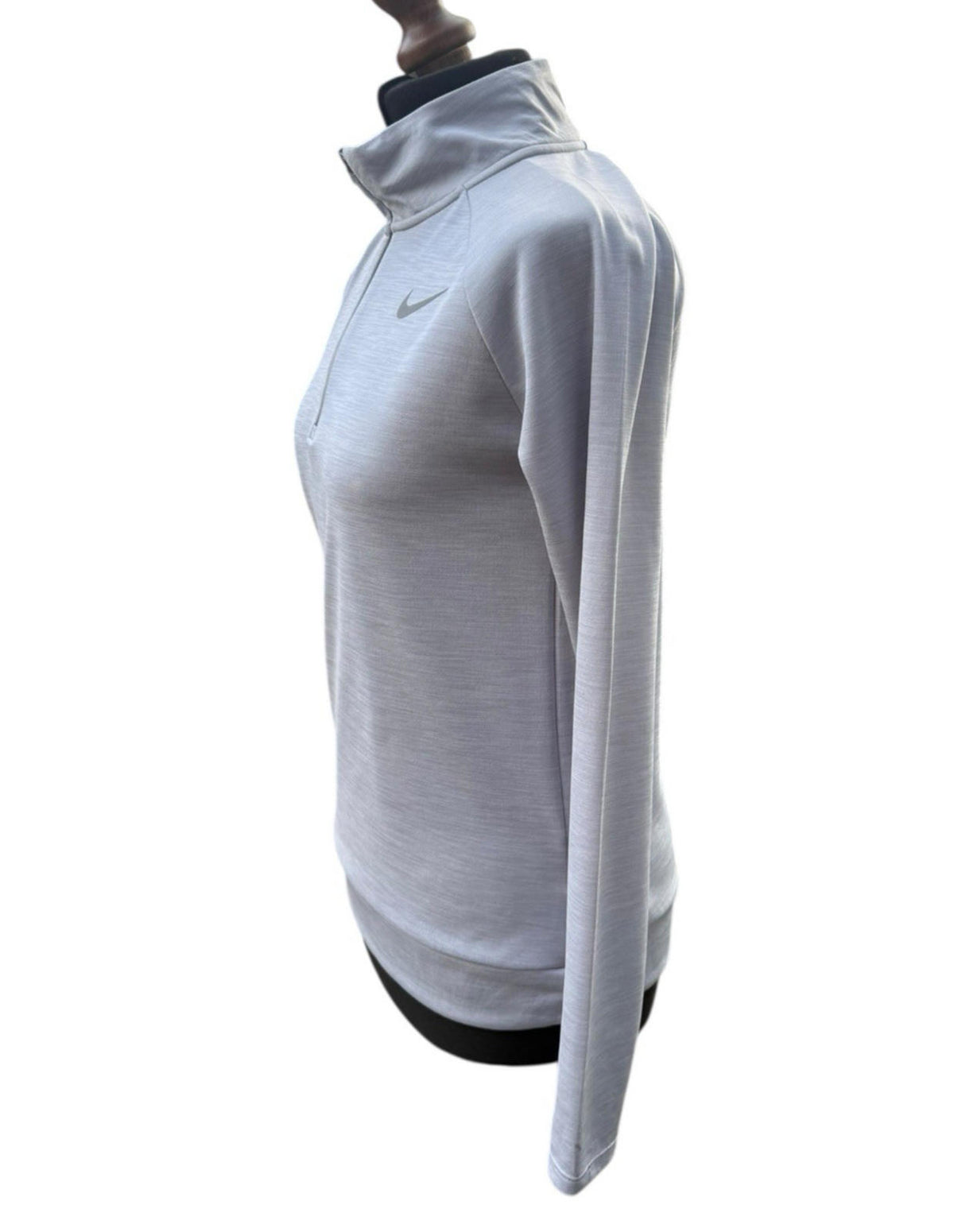 Nike Gray Nike Running Top Womens XS Grey 1/4 Zip Dri-Fit Pullover Activewear Thumbholes