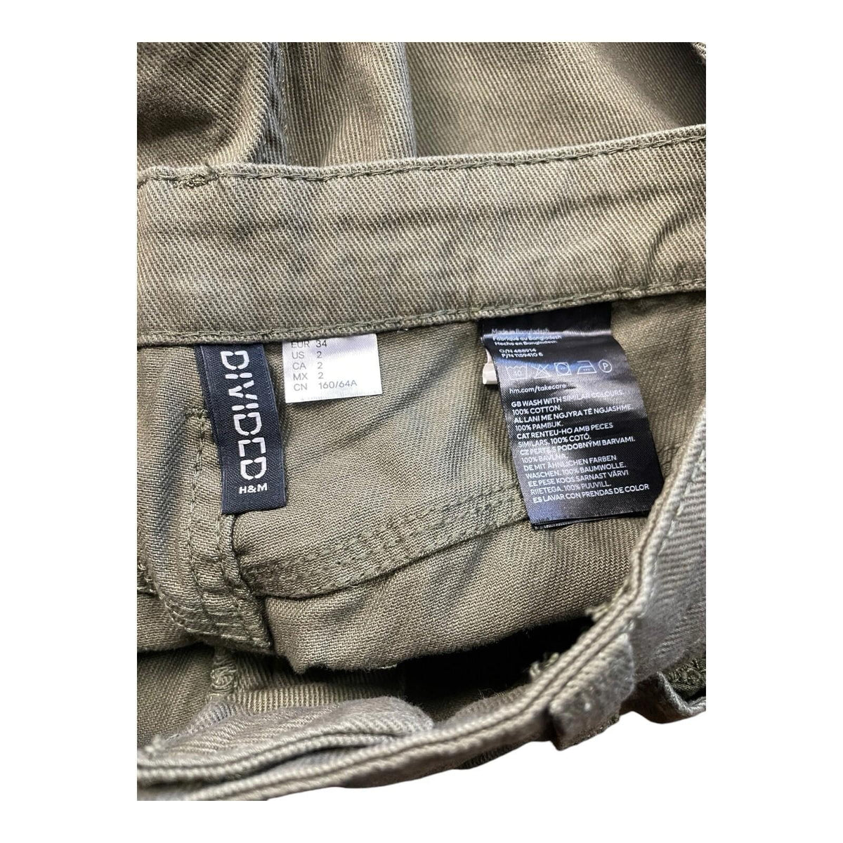 Divided Khaki Green Denim Cargo Jeans Women's UK Size 6