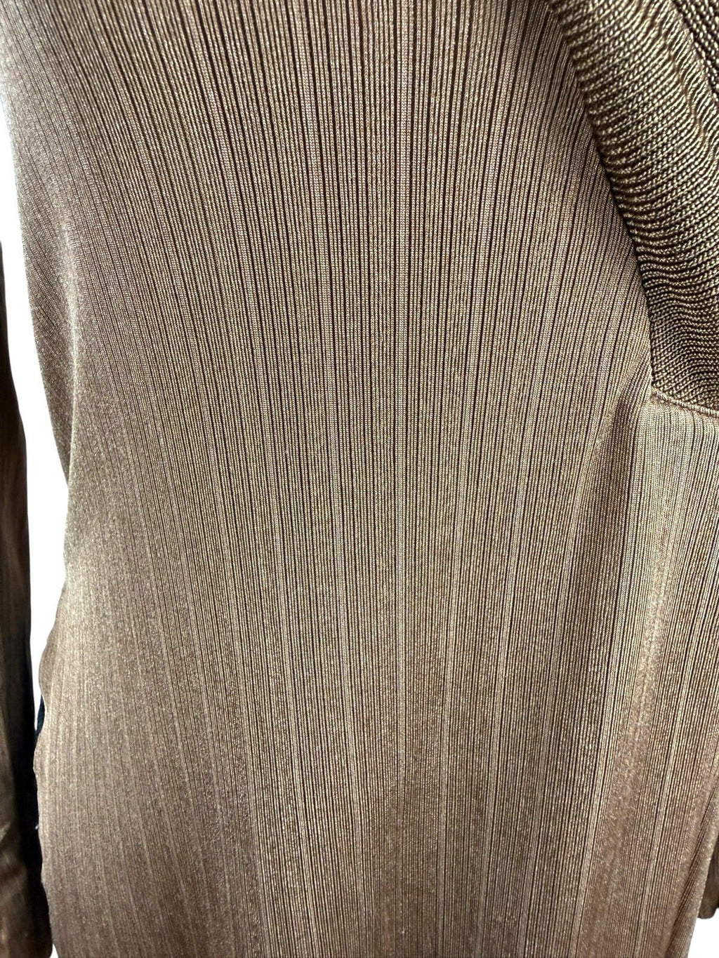 ZARA Brown Zara Long Sleeve Tunic Top Women's UK Size S Side Slit Brown Fine Stripe V-Neck