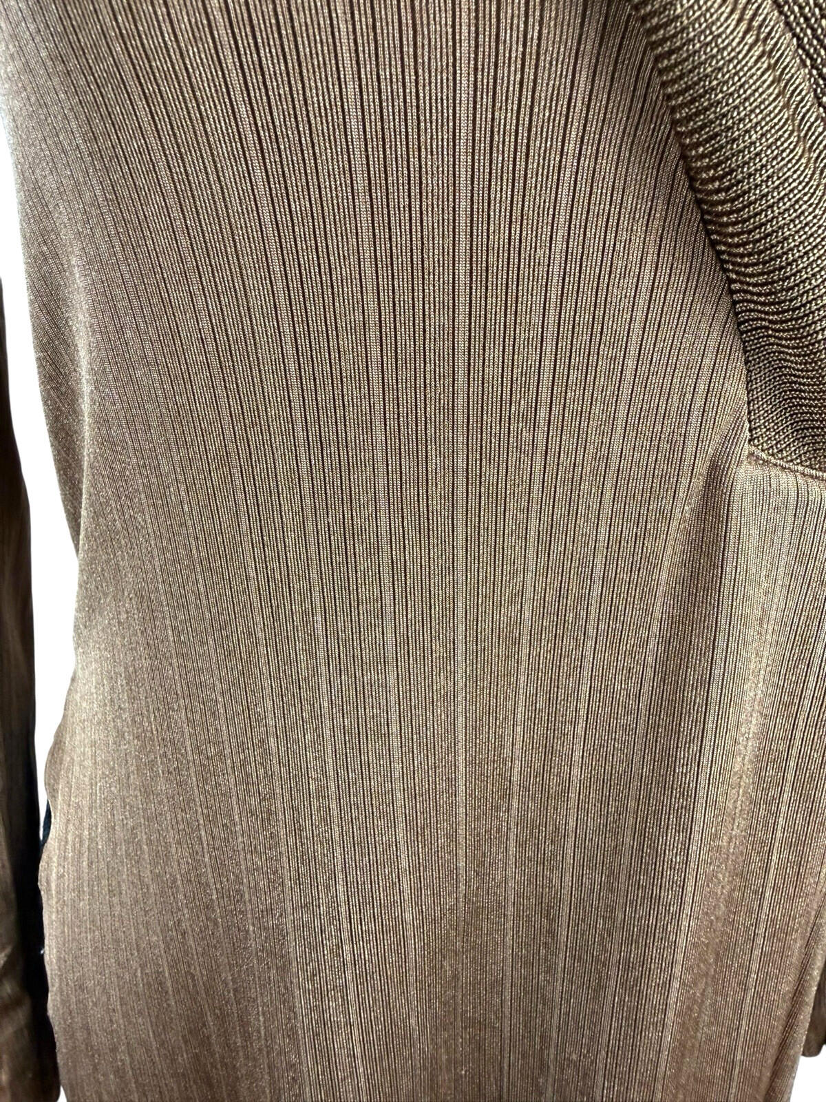 ZARA Brown Zara Long Sleeve Tunic Top Women's UK Size S Side Slit Brown Fine Stripe V-Neck