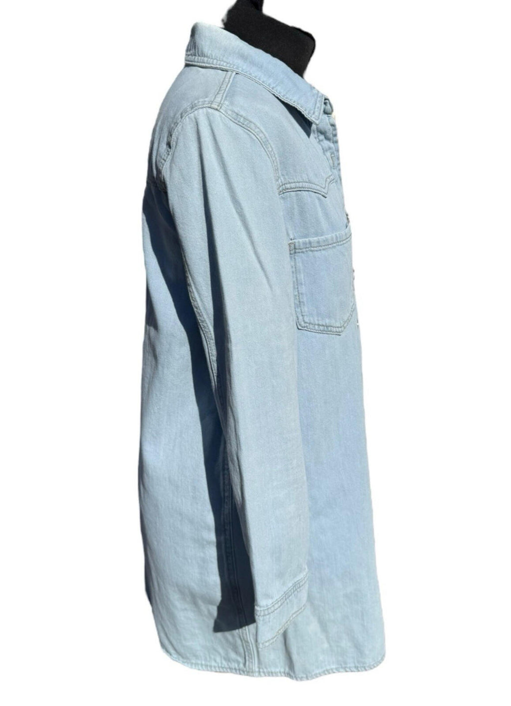 Denim & Co. Light Denim Shirt Jacket Shacket Collared Long Women's UK Size 12