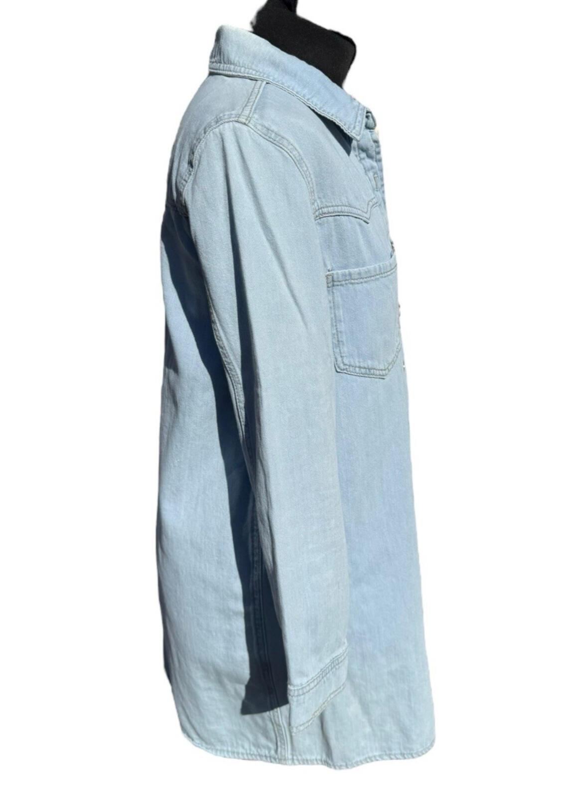 Denim & Co. Light Denim Shirt Jacket Shacket Collared Long Women's UK Size 12