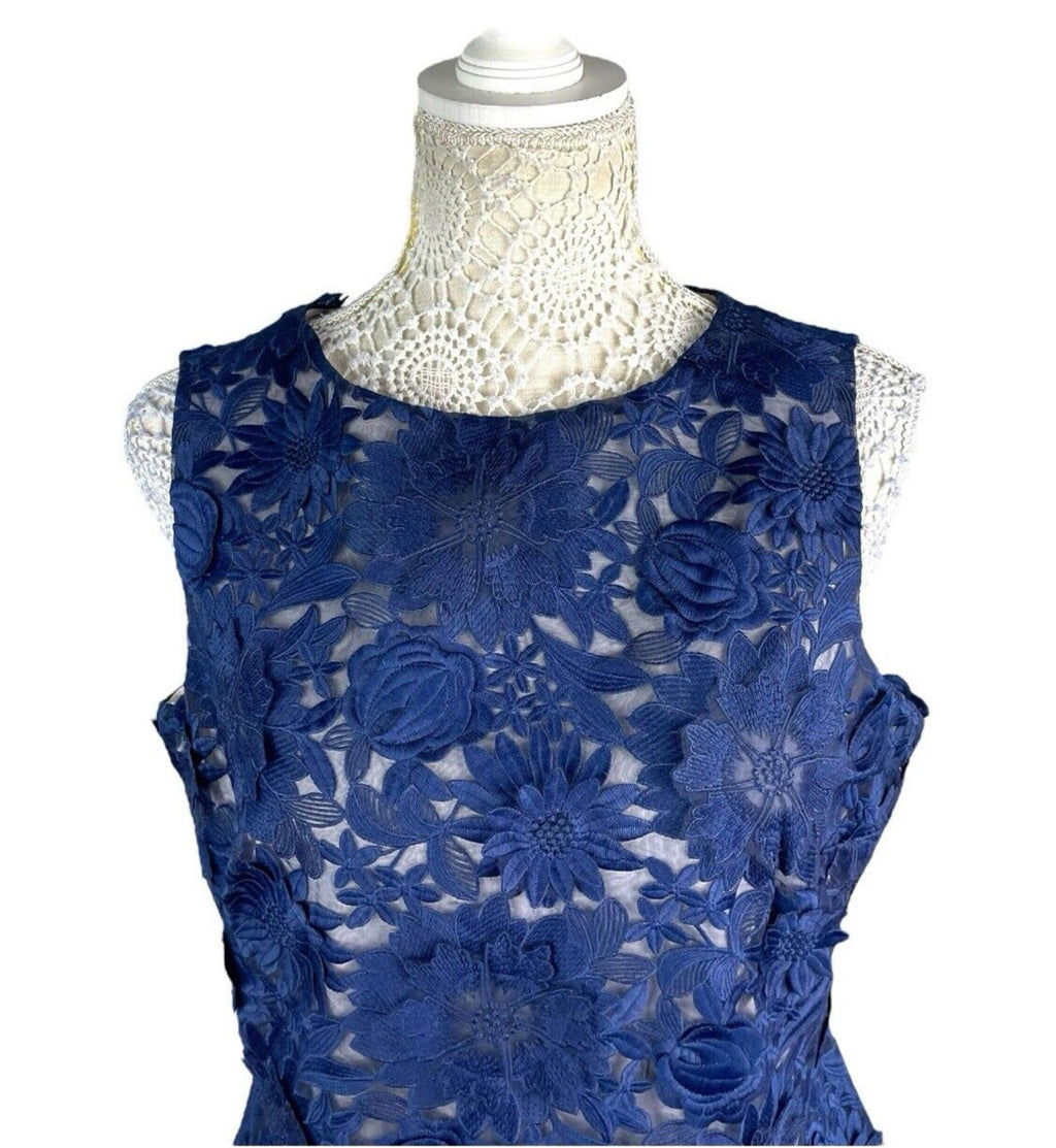Coast Philippa Navy Blue Lace Formal Dress Midi Women's UK Size 14