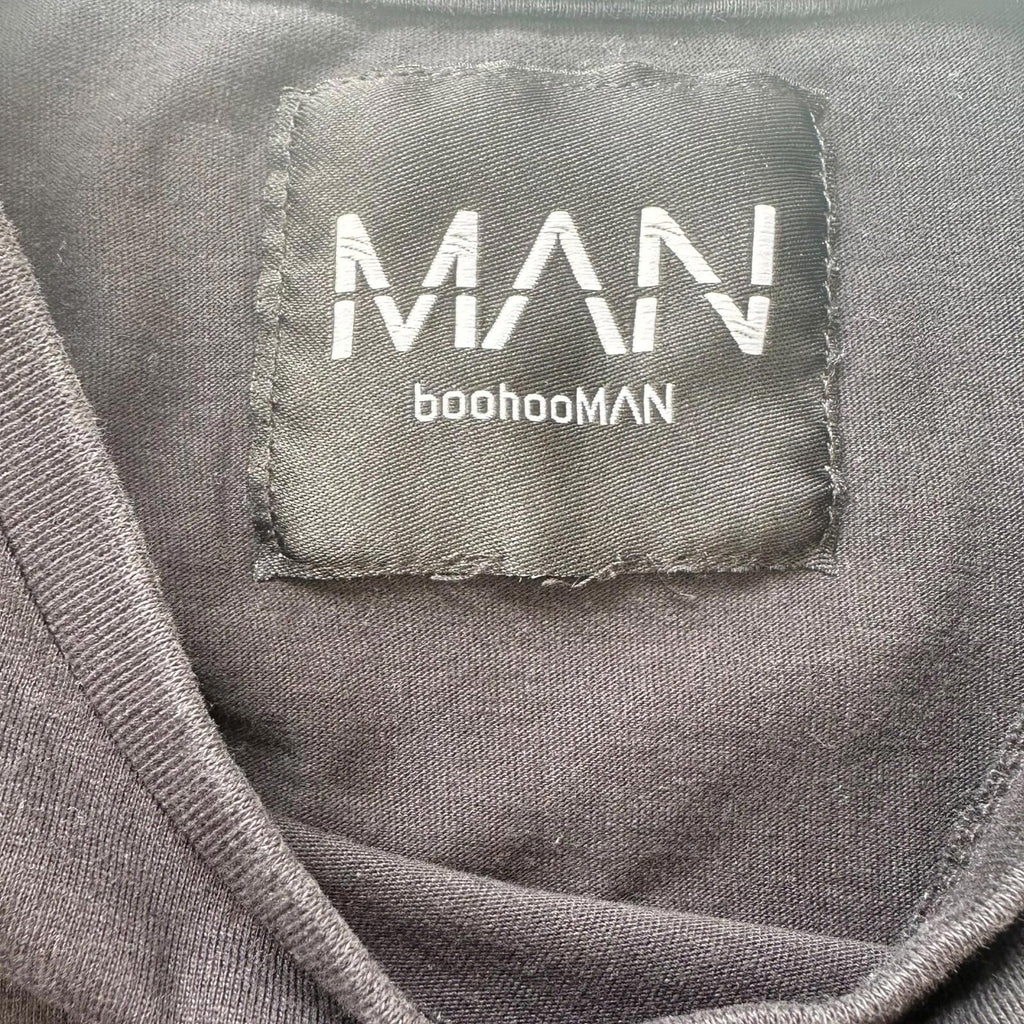 Boohoo MAN T Shirt Short Sleeve Embroidered Black Men's UK Size Large L