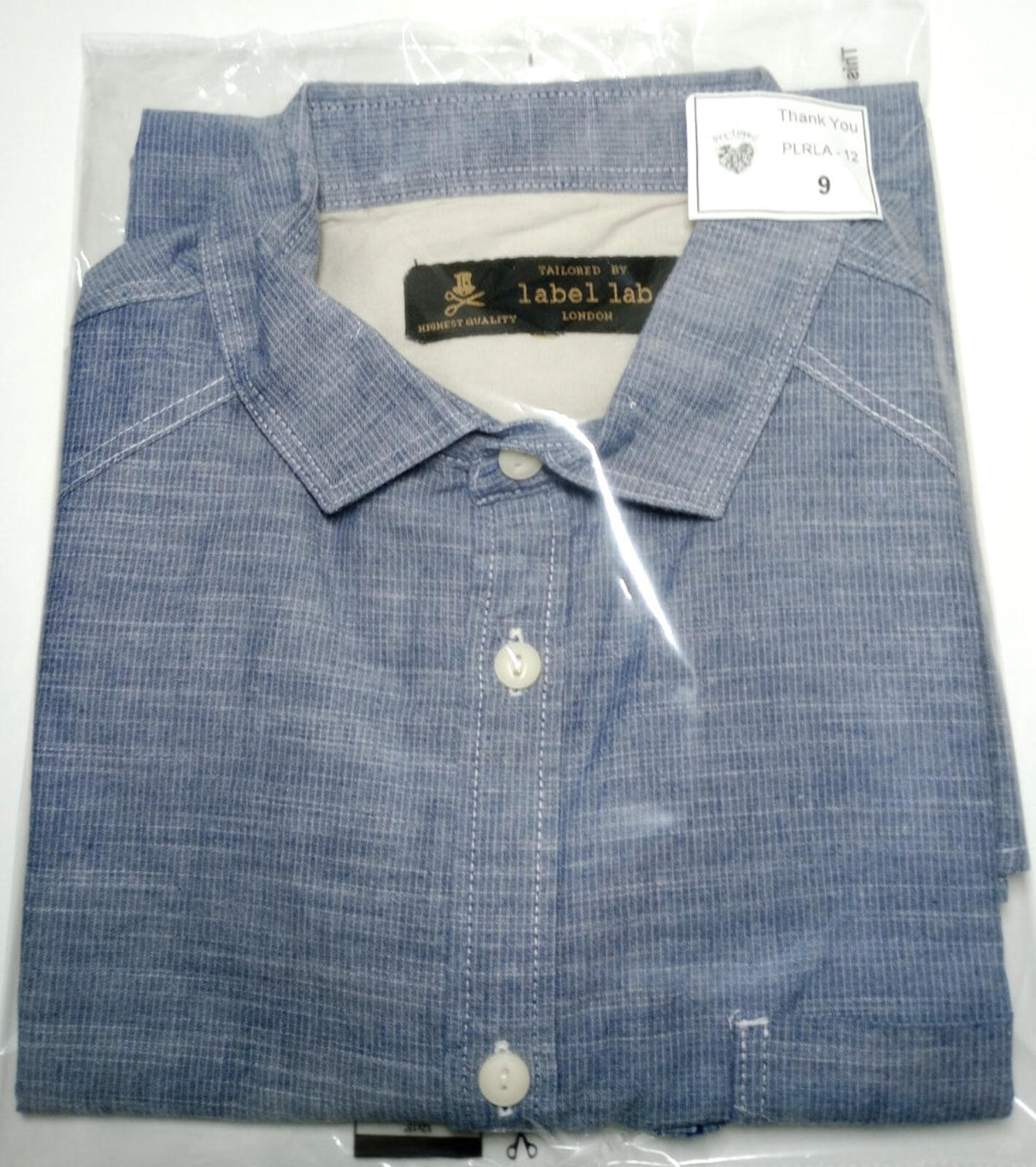 Label Lab Chambray Shirt Men's UK Size Medium Blue Short Sleeve Pocket