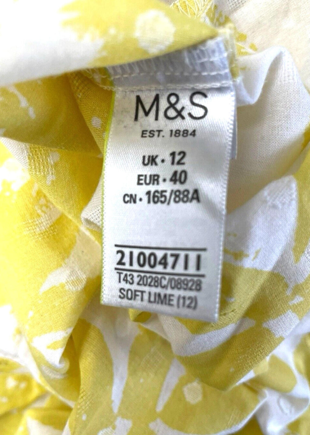 Marks and Spencer Yellow Marks & Spencer Blouse Floral Tunic Style 100% Cotton Women's UK Size 12