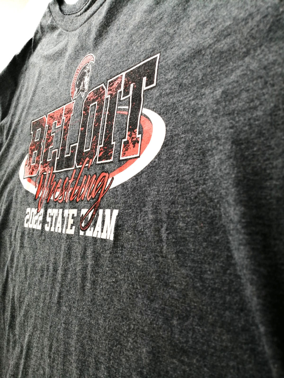 Gildan Gray Beloit Wrestling 2022 Graphic Print T-Shirt Men's Size XL Slate Crew Neck