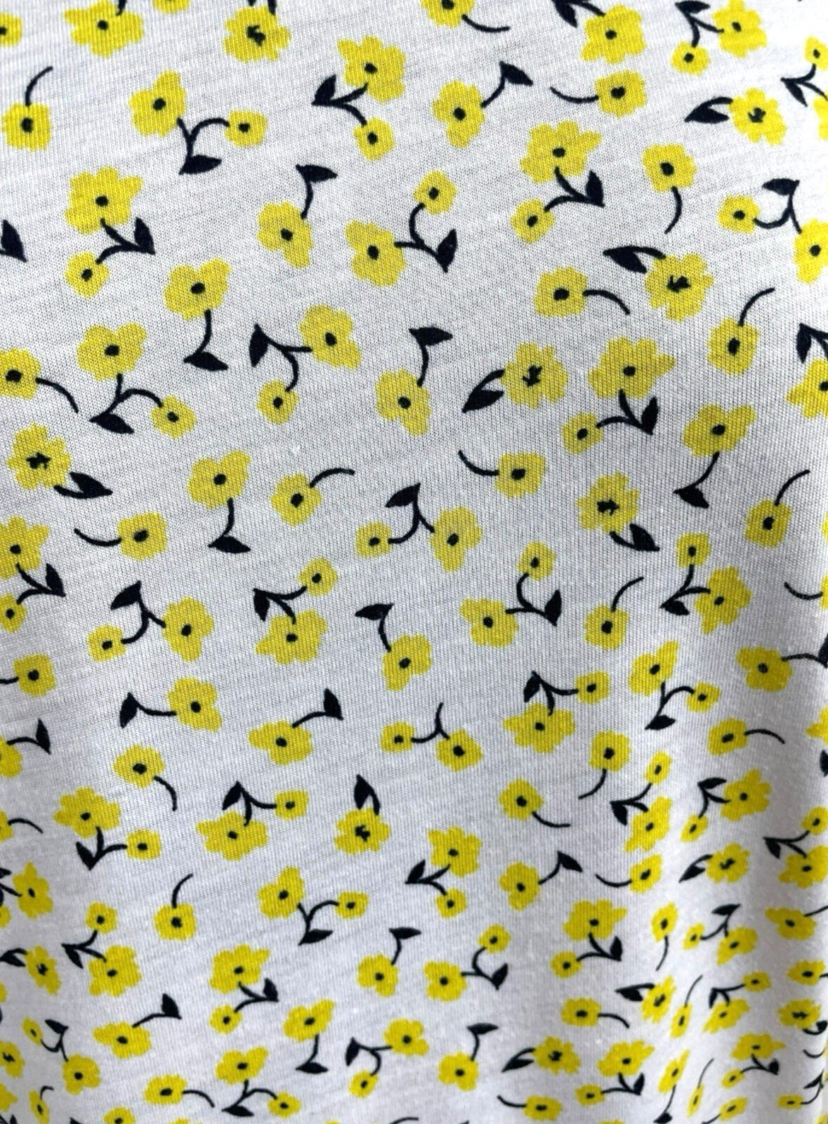 Marks & Spencer White Yellow Floral T-Shirt Blouse Women's UK Size 14 Crew Neck