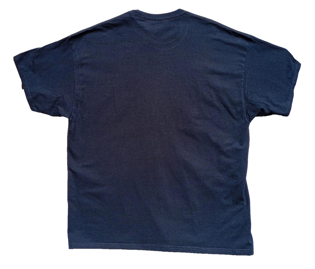 Gildan Black Graphic Print T-Shirt Men's UK Size 2XL Black Crew Neck 100% Cotton University