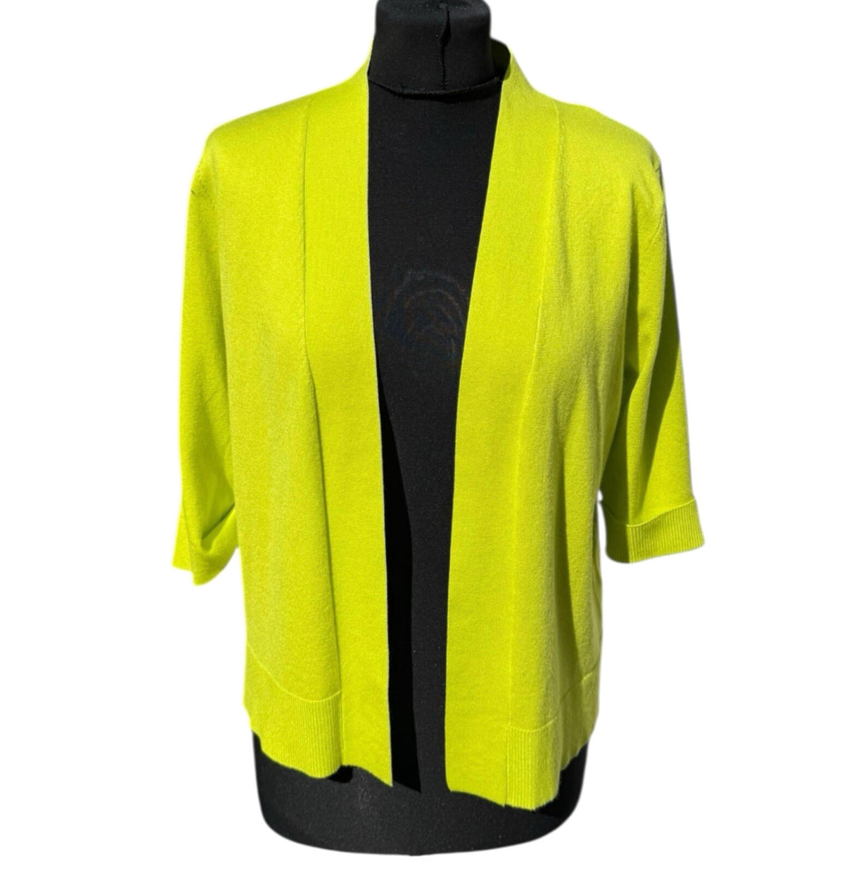 TRU Collection Neon Yellow Cardigan Open Front Women's UK Size L
