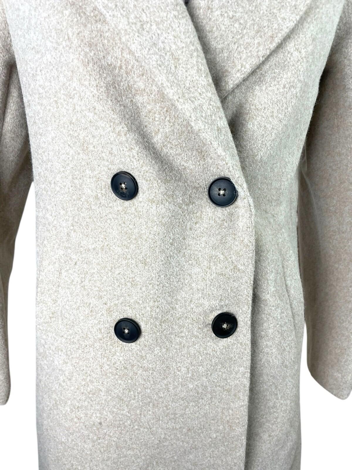 New Look Stone Wool Effect Long Coat Jacket Double Breasted Women’s UK Size 6