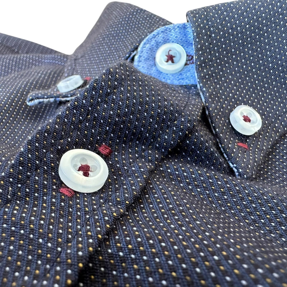 Spitalfields Shirt Men's UK Size 2XL Long Sleeve Navy Blue Dotted