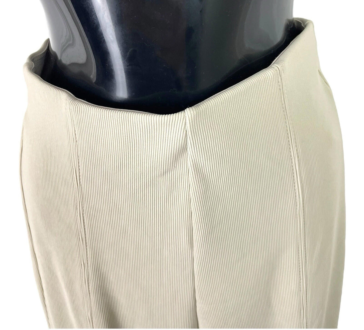 Stradivarius Leggings Women's UK Size XS Beige Ribbed High Rise Front Split