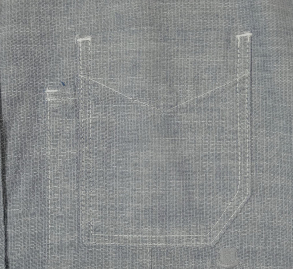 Label Lab Chambray Shirt Men's UK Size Medium Blue Short Sleeve Pocket