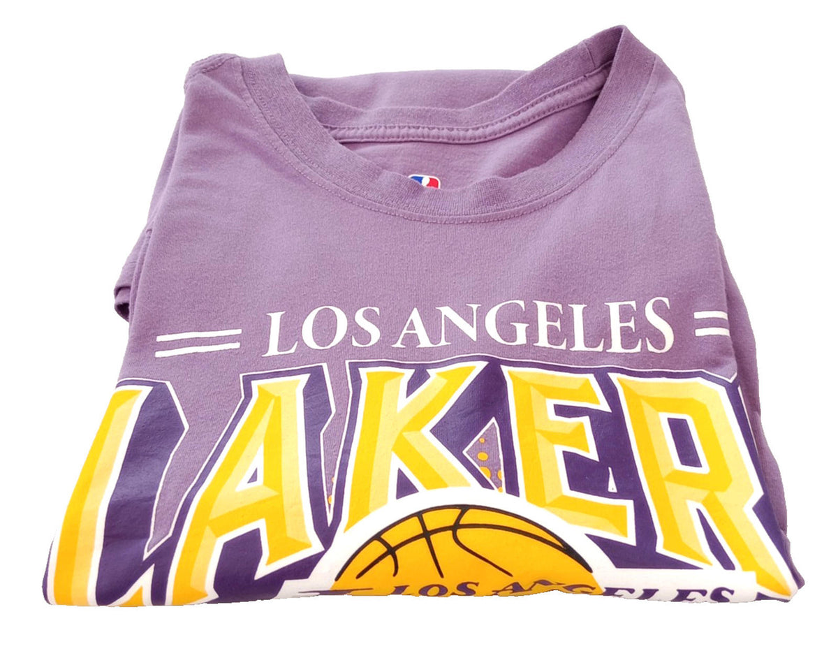 NBA Lilac NBA Graphic Print T-Shirt Men's UK Size M Lilac Crew Neck Cotton Rich Lakers