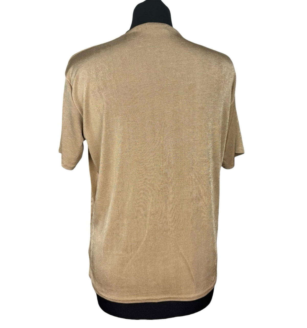 Eyecasuals Gold EyeCasuals Woven T-Shirt Blouse Top Women's UK Size M / L Shirt Sleeve Sequin