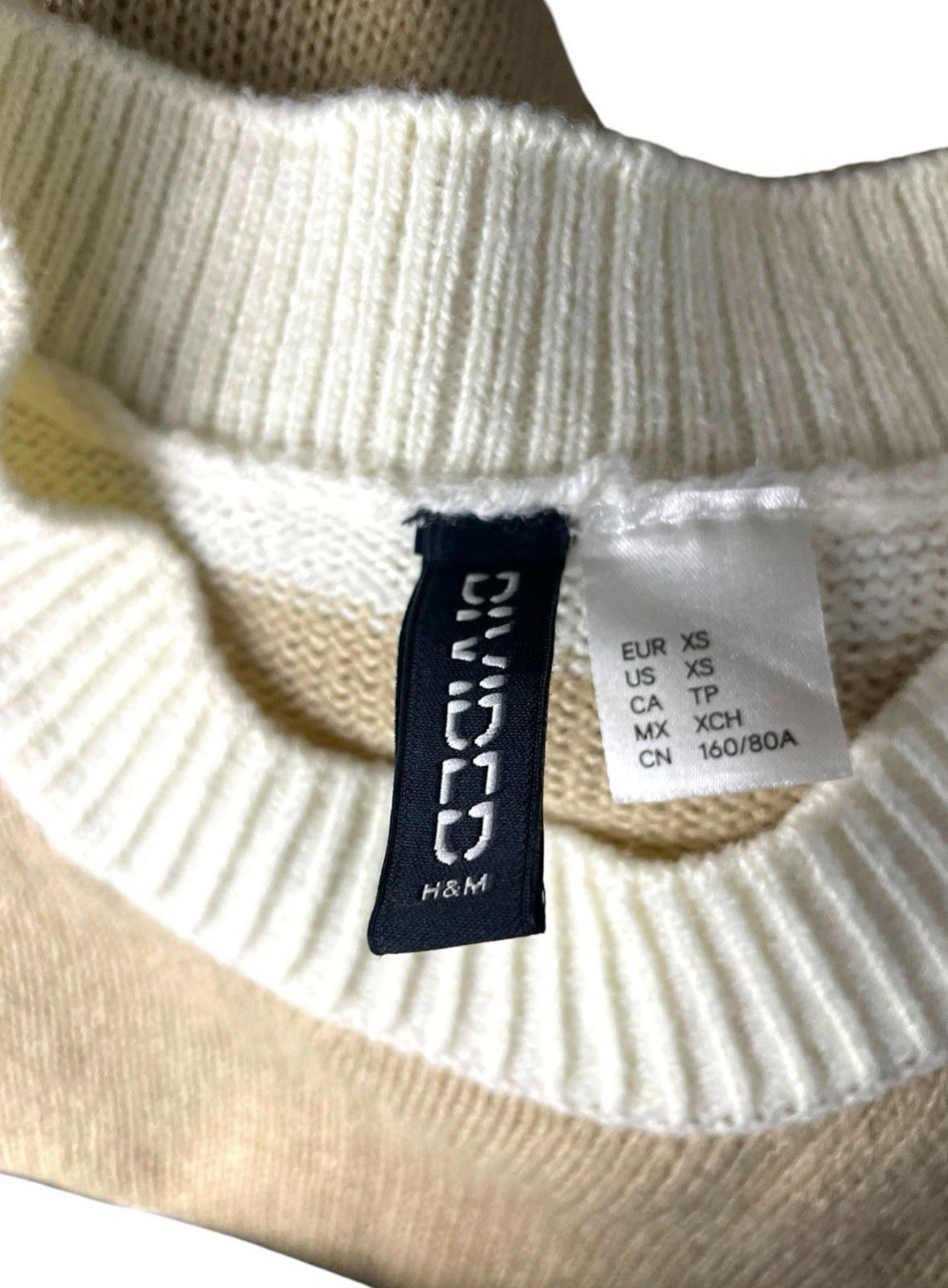 Divided Beige Stripe Jumper Relaxed Fit Women’s UK Size XS