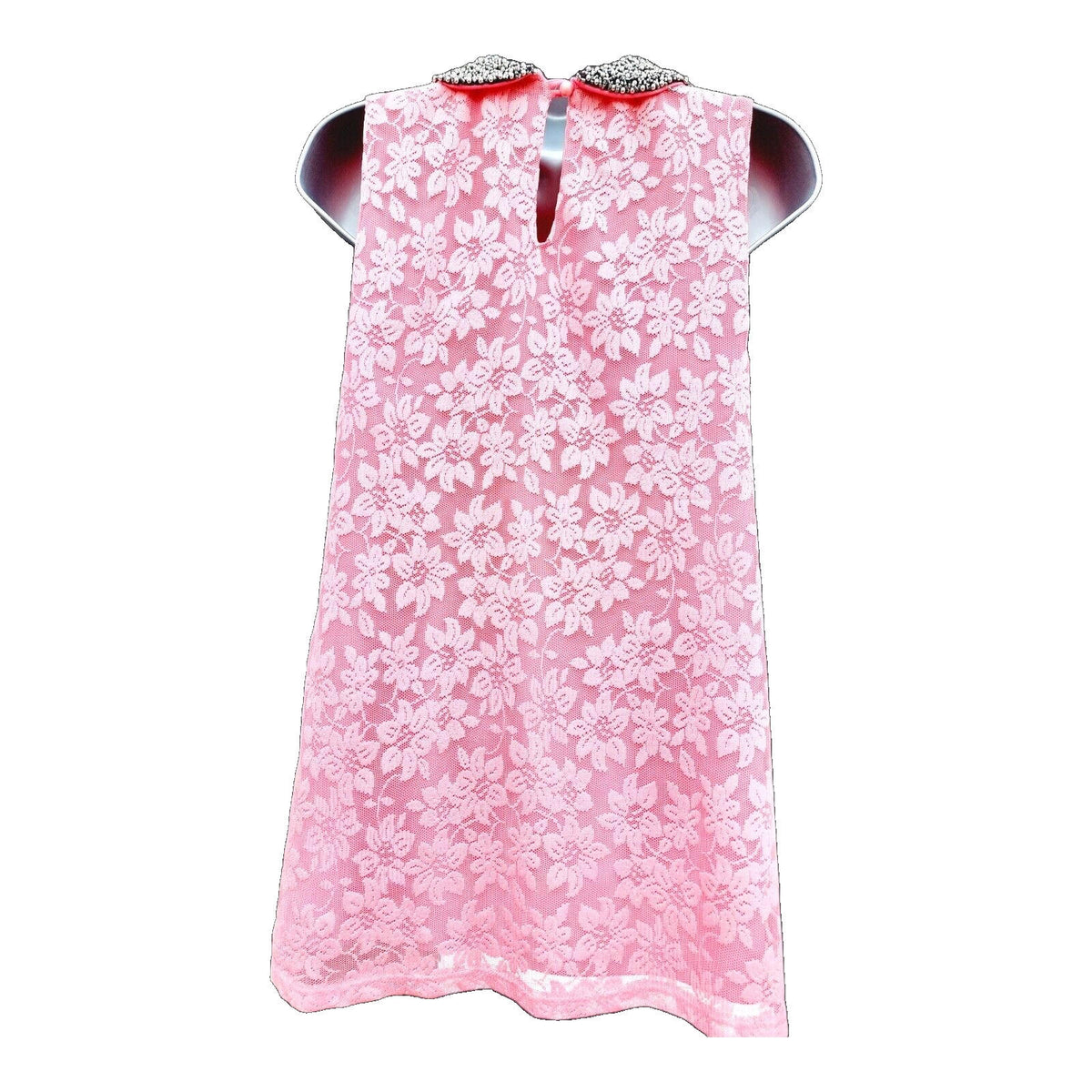 Select Mini Dress Women's UK Size 10 Pink Floral Lace Overlay Embellished Collar