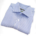 Jasper Conran Shirt Blue & White Stripe 100% Cotton Men's 38" Chest 15" Collar