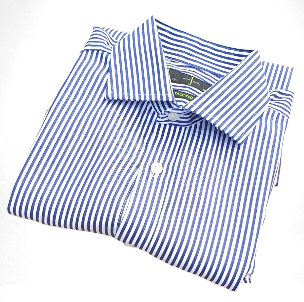 Jasper Conran Shirt Blue & White Stripe 100% Cotton Men's 38" Chest 15" Collar