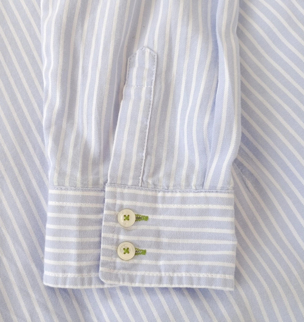 Tommy Hilfiger Shirt Men's UK Size XL Blue Striped Long Sleeve Pockets Easy Care
