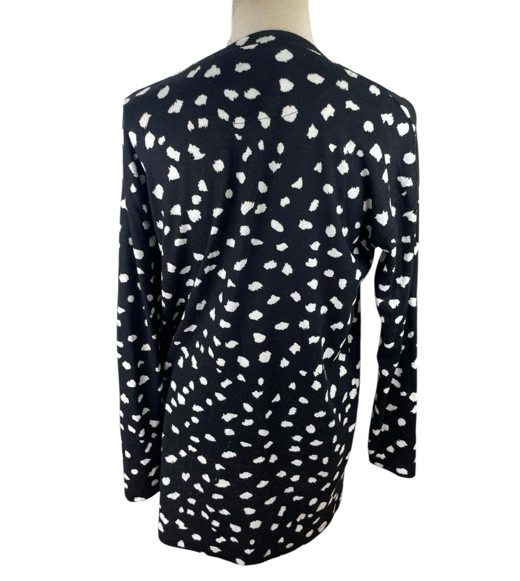 Black Spotted Knit Jumper Blouse Long Sleeve Women’s UK Size L Crew Neck