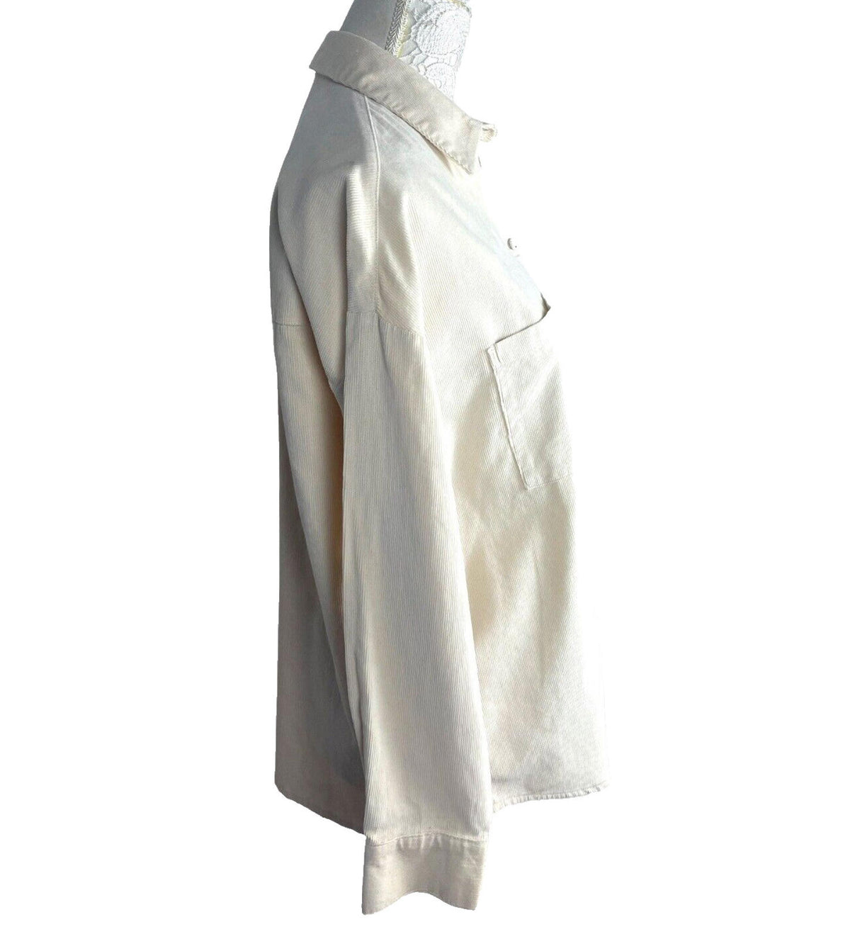 Divided By H&M Cream Over-sized Corduroy Shirt Women's UK Size XXS