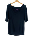 New Look Cotton T-Shirt Top Women's UK Size 26 Short Sleeve V Neck Black