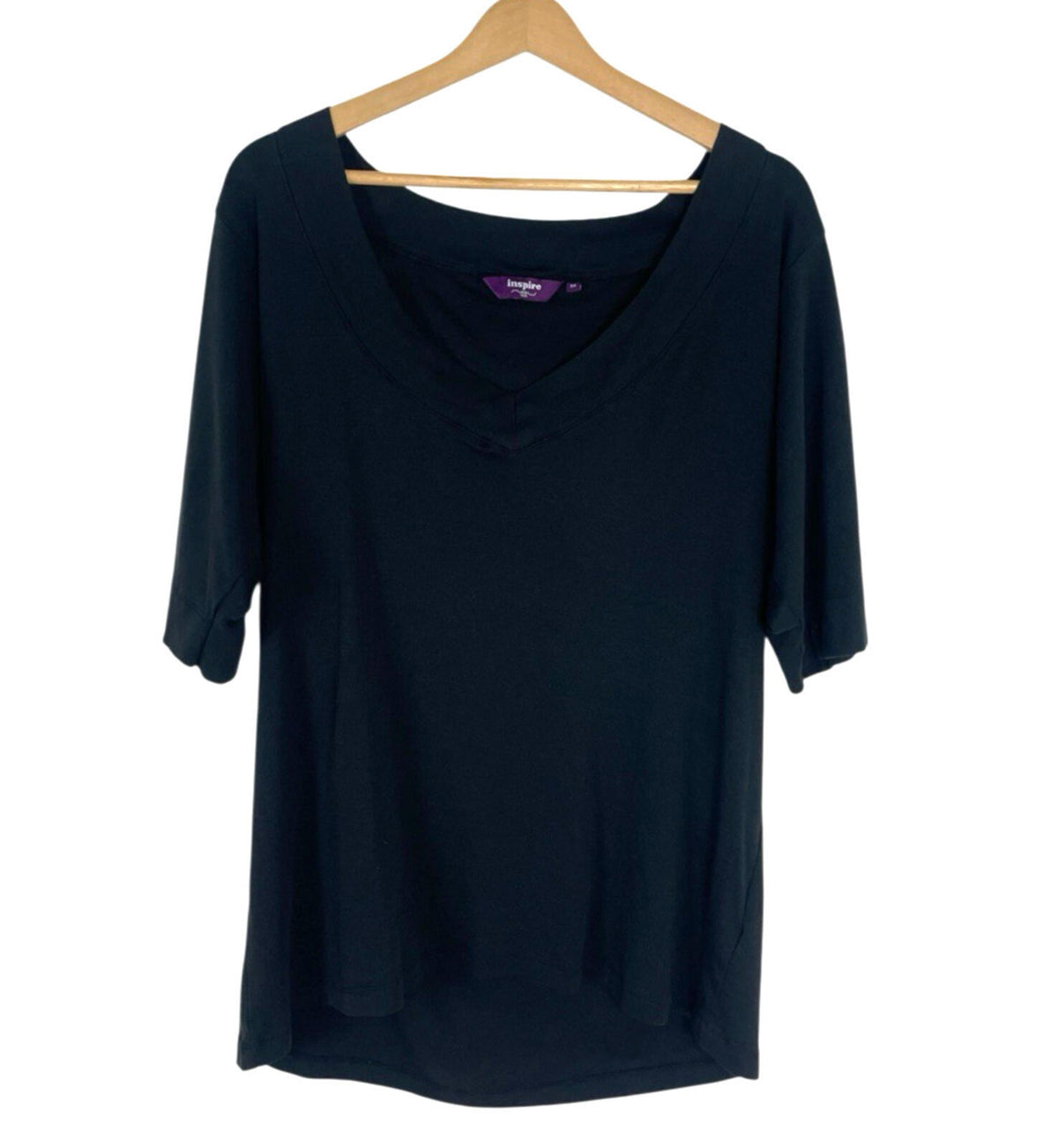 New Look Cotton T-Shirt Top Women's UK Size 26 Short Sleeve V Neck Black