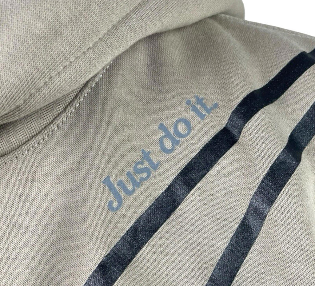 Nike Swoosh Hoodie Fleece Lined Jersey Beige Stone Women's UK Size S