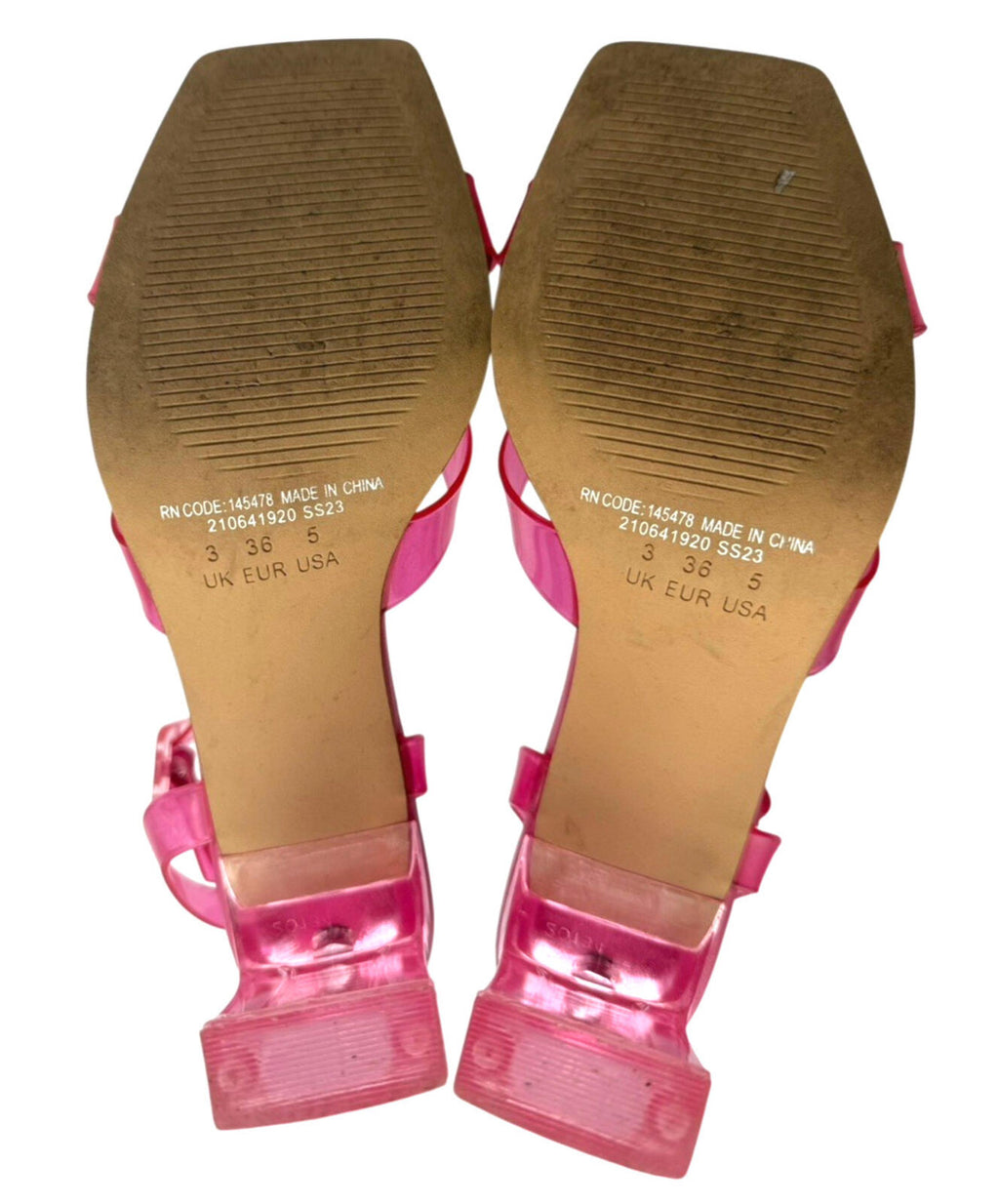 Primark Pink Primark Jelly Strap Block Heel Shoes Women's UK Size 3 Square Open Toe Pink