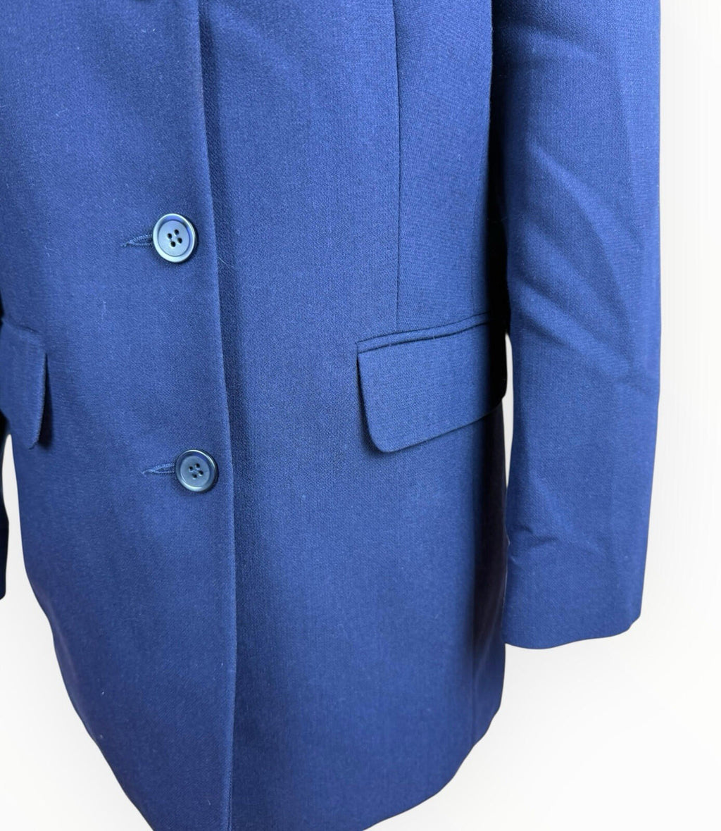 Essentials Blazer Jacket Women's UK Size 12 Mid Length Navy Blue Collared